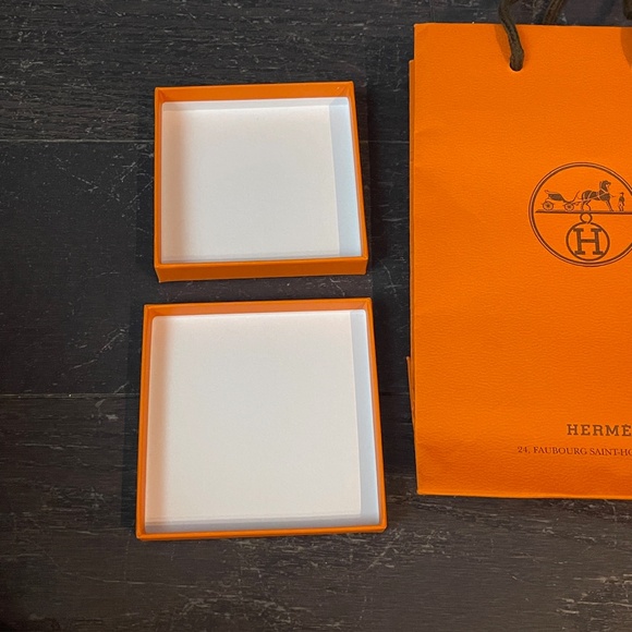 Hermes orange clic h bracelet jewelry box+shopping bag+ribbon storage - Picture 3 of 6